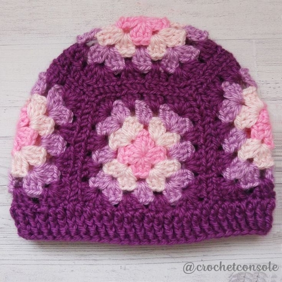 Granny Square vintage beanie hat handmade crochet - Picture 3 of 11